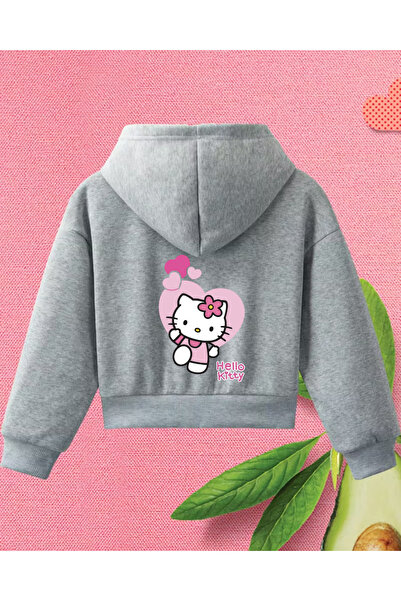 haha Kız Çocukları için Hello Kitty Baskılı Ceket