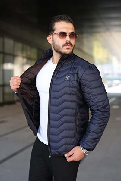 Tarz Cool Men's Navy Blue Windproof Winter Puffer Sports Jacket