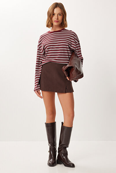 Lovelyİstanbul Slit Kaşe Mini Shorts Skirt Lzv0042 Brown