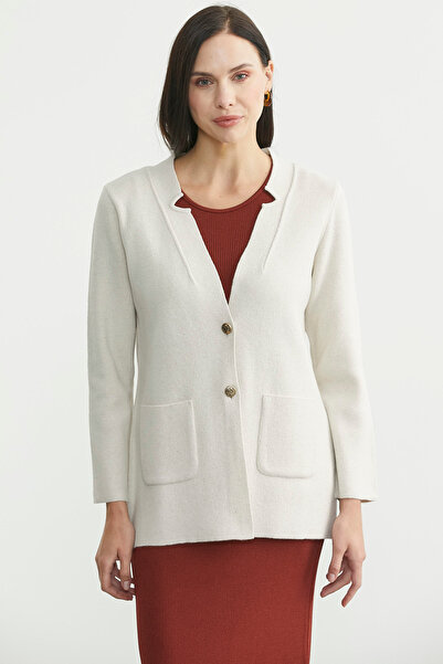 Sementa Buttoned Pocket Detailed Wool Knitwear Jacket - Light Beige