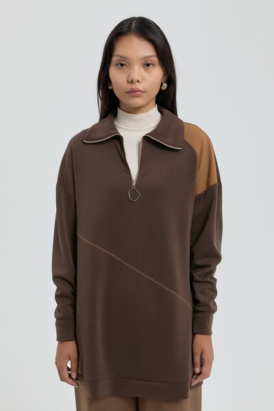 Nihan Garni Detaylı Sweat Kahve