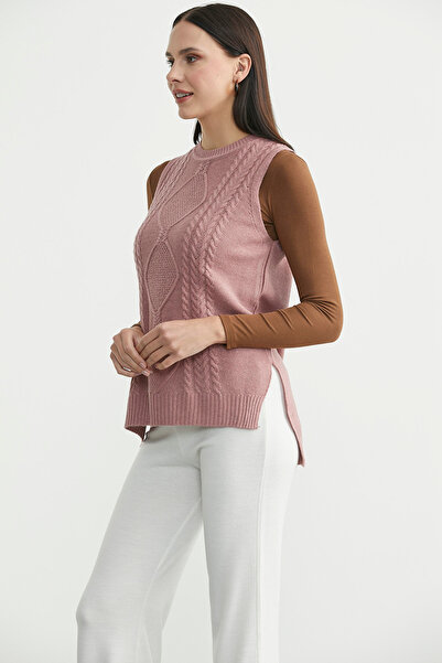 Sementa Ethnic Motif Sleeveless Knit Sweater - Rose
