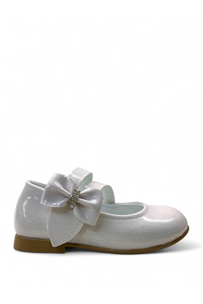 Tuğba Ortopedi 2226 Orthopedic Baby Girl White Glitter Ballerinas