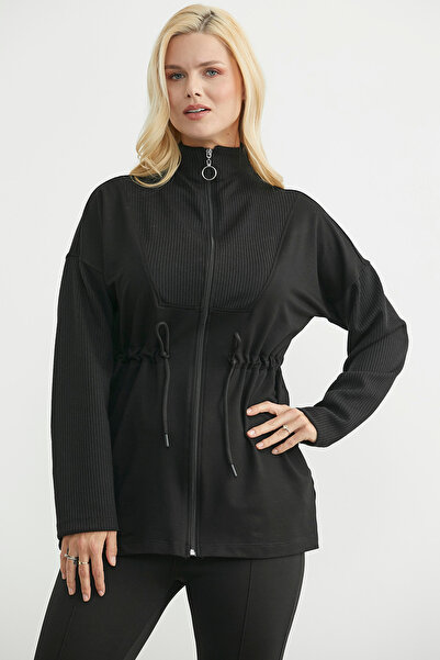 Sementa Mock Neck Full Zip Tunic - Black