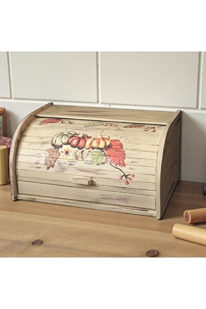 Decoratiuni Vintage Casa Retro Classic bread box, pumpkin cream, hand-painted, without chopper, 39 cm* 18 cm * 27 cm