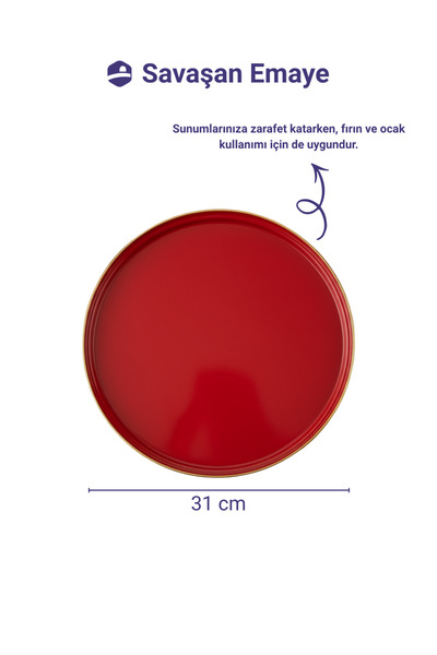 Savaşan Emaye Round Enamel Presentation, Baking Tray