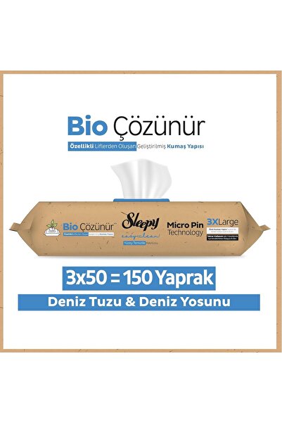 Sleepy Bio Çözünür Yüzey Temizlik Havlusu - Mendili 3Lü / Deniz Tuzu & Deniz ...