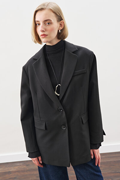 Manuka Оверсайз сако с кройка Блек