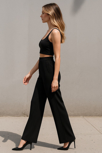 CİDDE Жіночі штани Cupra з еластичним поясом, широкими штанинами та високою талією