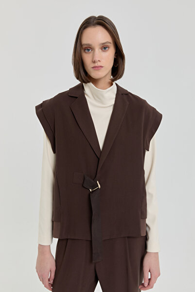 Nihan Grogren Detaylı Modal Yelek Kahve