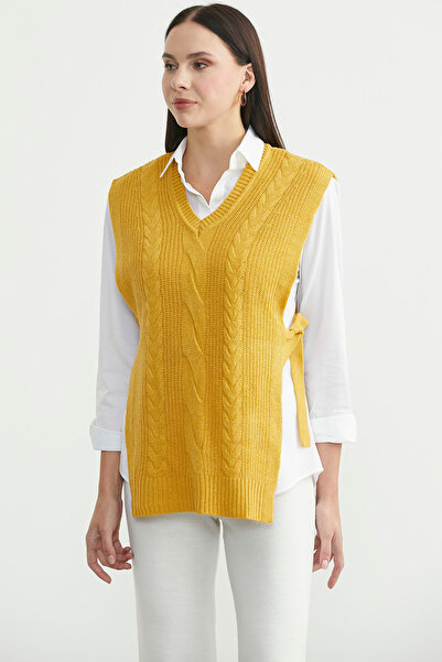 Sementa Wool Knit Sweater with Side Tie Detail - Sun