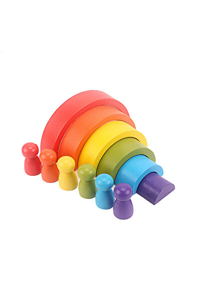 zola Wooden educational toy for children, Montessori, 12 pieces Rainbow and Cylinders