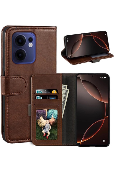 m.tk moveteck Oppo Reno 14F Case 360 Full Coverage Leather Textured Flip Wallet Stand with Card Holder Detachable Cover