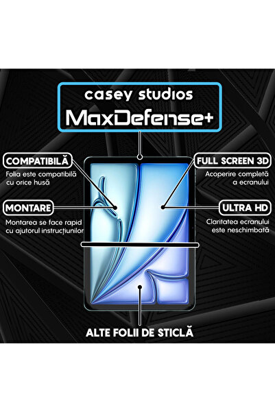 Casey Studios Folie iPad Air 11 2025, Full Cover, Ultra HD, Anti Zgarieturi, Anti Socuri, Transparenta