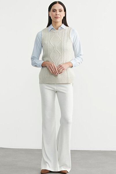 Sementa Ethnic Motif Sleeveless Knit Sweater - Stone