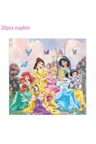 Choice 20pcs Napkin Disney Princess Party Disposable Tableware Set Plate Cup Napkin Disney Princess Birthda