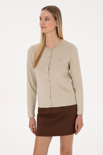 U.S. Polo Assn. Women's Light Khaki Basic Knitwear Cardigan 50307719-Vr183