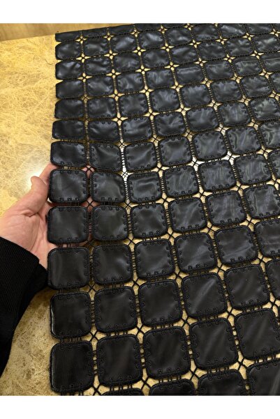 METERİAL Black Square Patterned Handcrafted Look Lace Fabric 135 cm – Stylish and Modern Evening Dress Fabric