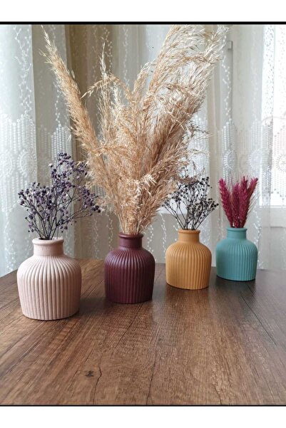 INGA JOSANU 4'lü Ribana Vazo Seti Pastel Renkler Nordic Tarz Modern Vazo Kuru...