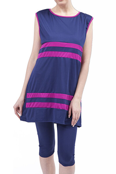 Haliç Mayo Zero Sleeve Tights Semi-Closed Swimsuit 7001 Navy Blue