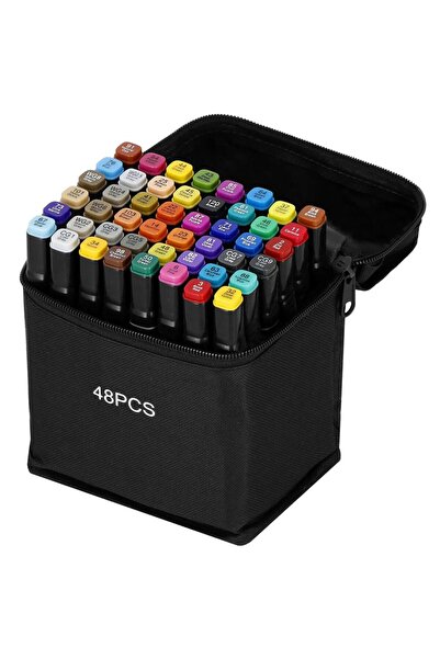 zola Set of 48 markers, 2 thin and thick heads, with storage bag, multicoloured