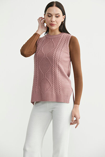 Sementa Ethnic Motif Sleeveless Knit Sweater - Rose
