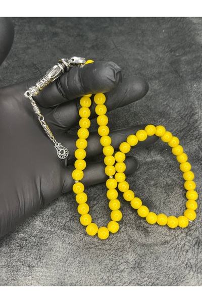 Mos Tespih Σετ χάντρες από κίτρινο γυαλί και βραχιόλι από φυσική πέτρα