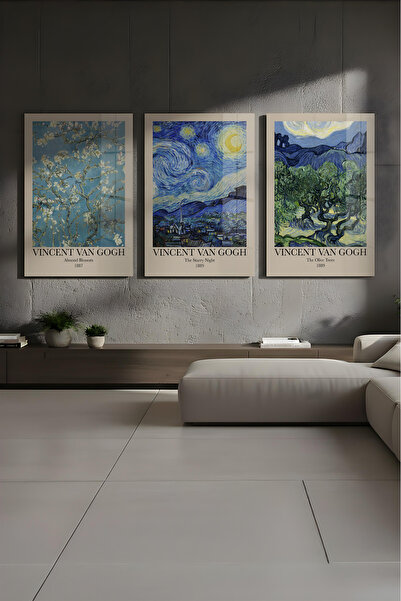 huhuli Γυάλινο Σετ 3 τεμαχίων Ζωγραφικής Βαν Γκογκ huhu813C