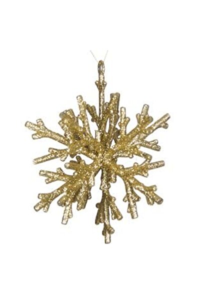 SHOPIENS Ornament de Crăciun pentru brad, fulg de zăpadă 3D, sclipici auriu, ...