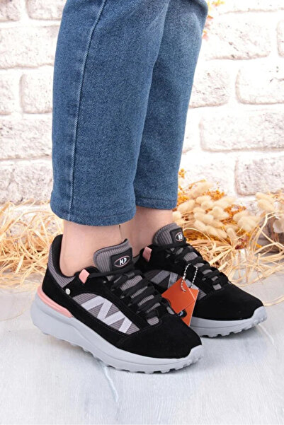 M.P. Kadın Kışlık Su Geçirmez Kaydırmaz Eva Taban Hafif Rahat Ortopedik Deri Siyah Tarz Spor Ayakkabı