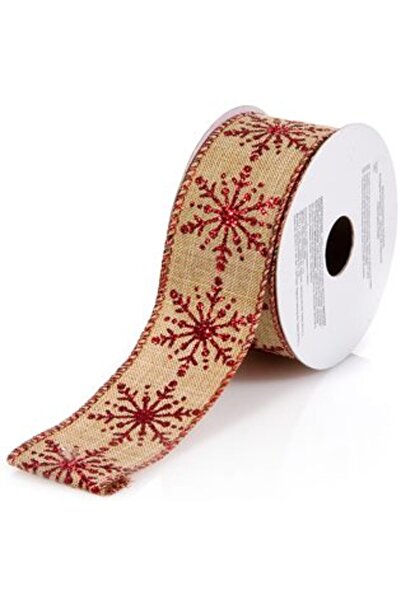 SHOPIENS Panglică decorativă pentru brad de Crăciun bej cu fulgi de zăpadă ro...