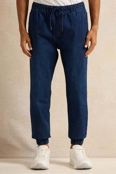 REDTAG Men Navy Jogger Fit Denim Jeans