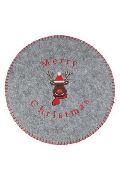 SHOPIENS Covoraș de Crăciun din fetru, gri, cu figurină de ren „Crăciun feric...