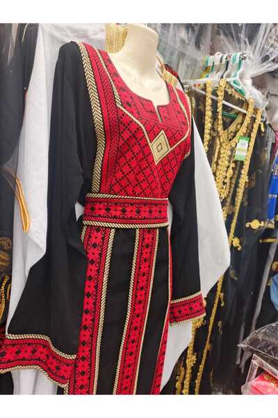 TRANDNIUM Women's dress, an authentic design collection embroidered in the traditional Palestinian style with local motifs, a jalabiya