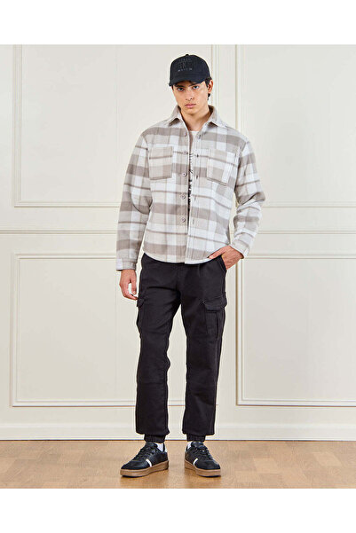 REDTAG Men Black Knit Denim Cargo