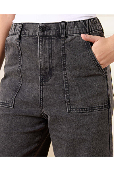 REDTAG Senior Girls Black Wash Wide Leg Jeans