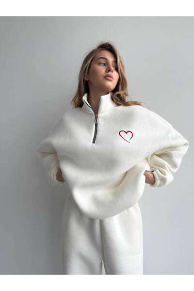 Elia Swimwear Women's Tracksuit With Embroidered Heart White Igi