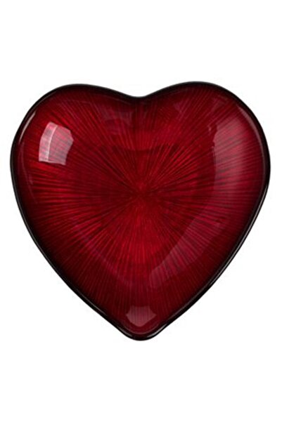 SHOPIENS Christmas Red Glass Heart-Shaped Bowl 14 x 13 x 2 cm