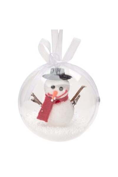 SHOPIENS Ornament de Crăciun pentru brad - Glob transparent cu om de zăpadă Ø...