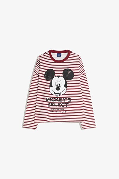 Bershka Mickey Mouse baskılı uzun kollu t-shirt
