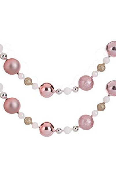 SHOPIENS Ghirlandă decorativă de Crăciun cu globuri roz șampanie (5 cm) - 2,08 m