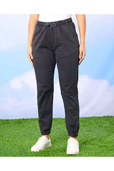 REDTAG Women Black Denim Joggers