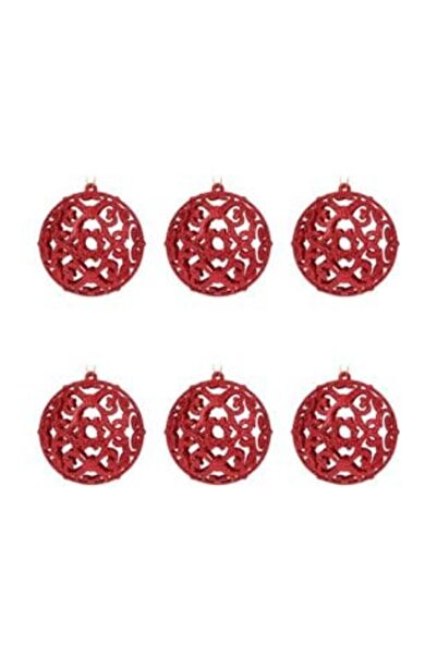 IRO Set of Red Glitter Christmas Baubles Ø6 cm - 6 pcs
