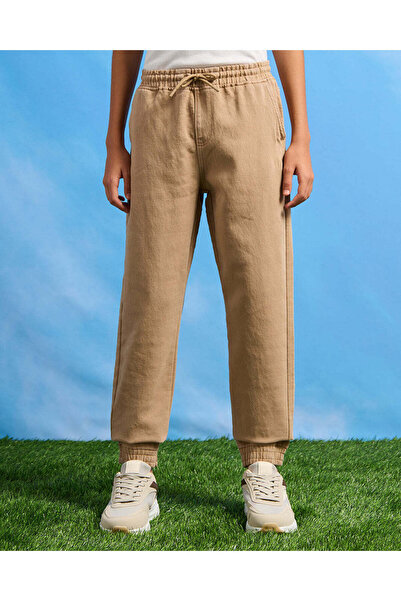 REDTAG Senior Boys Beige Denim Joggers