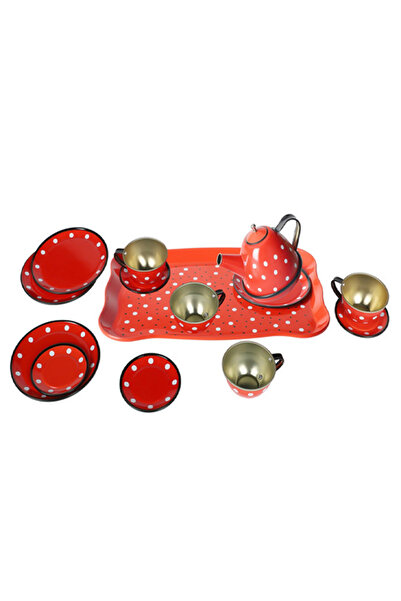 VARDEM OYUNCAK Vardem Polka Dot Metal Tea Set 15 Pieces Pink 2020C