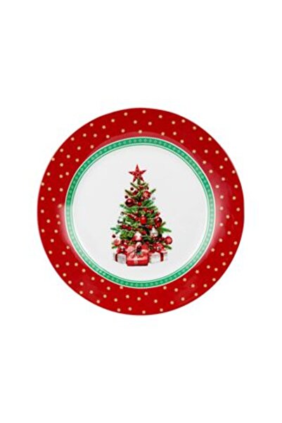 SHOPIENS Χριστουγεννιάτικο Πορσελάνινο Πιάτο, Σχέδιο Δέντρου Ø19 εκ.