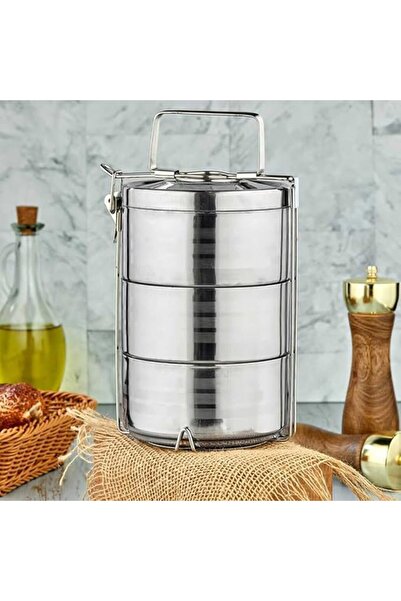 Elista 3’lü Çelik Hazneli Yemek Taşıma Saklama ve Sefer Tası Iş Ofis Okul Içi...