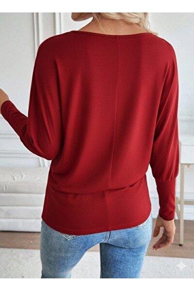 babatr.com Women's Long Sleeve Round Neck Pearl Viscose Blouse