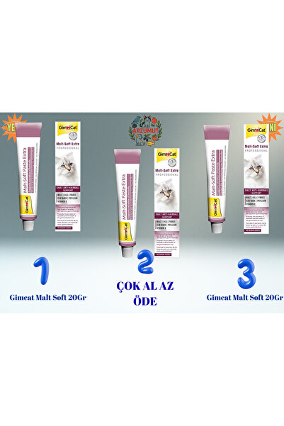 Gimcat Anti-Hairball / Tüy Yumağı Önleyici Malt Soft Extra 20 gr X 3 Adet