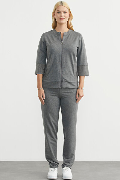 Sementa Σετ αθλητικής φόρμας Truvakar με πέτρα στο μανίκι - Ανθρακί